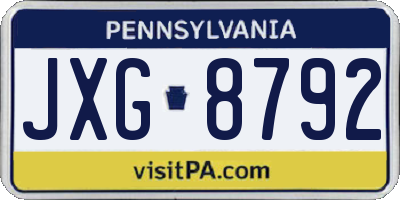 PA license plate JXG8792