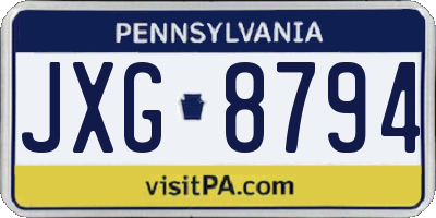 PA license plate JXG8794