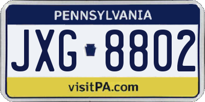 PA license plate JXG8802