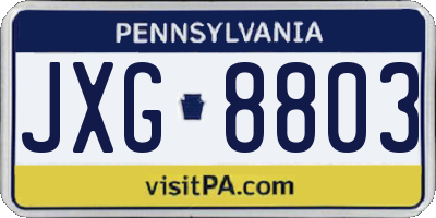PA license plate JXG8803