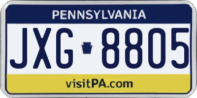 PA license plate JXG8805
