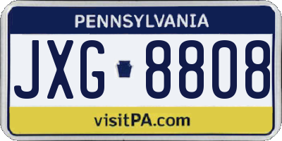 PA license plate JXG8808