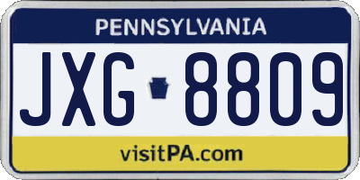 PA license plate JXG8809