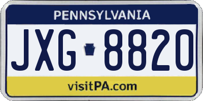 PA license plate JXG8820