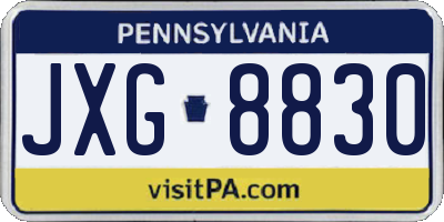 PA license plate JXG8830