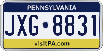 PA license plate JXG8831