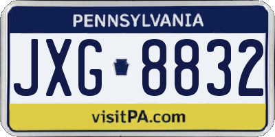 PA license plate JXG8832