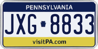 PA license plate JXG8833
