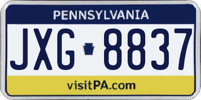PA license plate JXG8837
