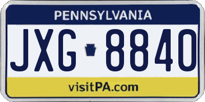 PA license plate JXG8840