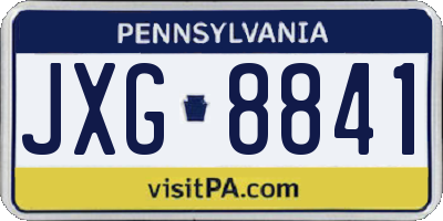 PA license plate JXG8841