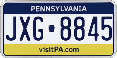 PA license plate JXG8845