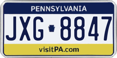 PA license plate JXG8847