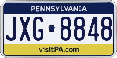 PA license plate JXG8848