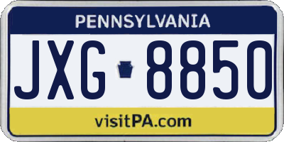 PA license plate JXG8850