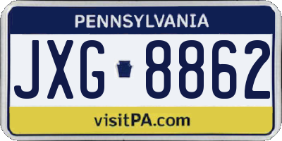 PA license plate JXG8862