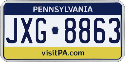 PA license plate JXG8863