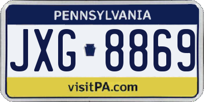 PA license plate JXG8869