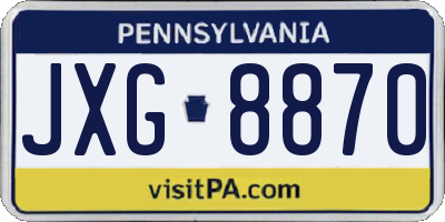 PA license plate JXG8870