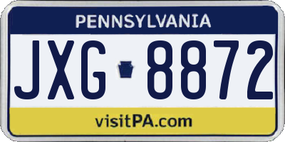 PA license plate JXG8872