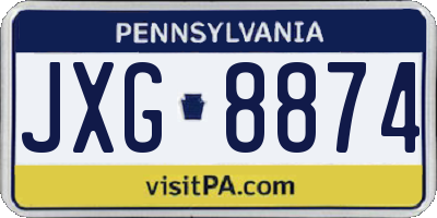 PA license plate JXG8874