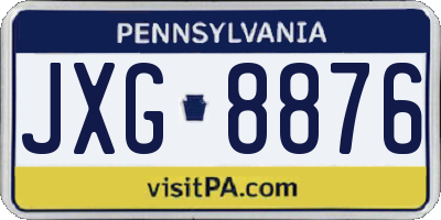 PA license plate JXG8876