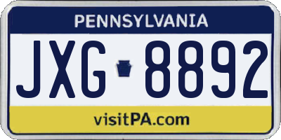PA license plate JXG8892