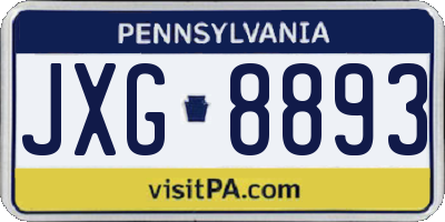 PA license plate JXG8893