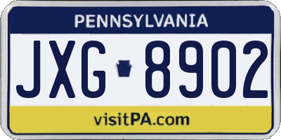 PA license plate JXG8902