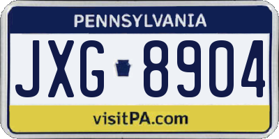 PA license plate JXG8904