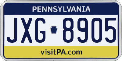 PA license plate JXG8905