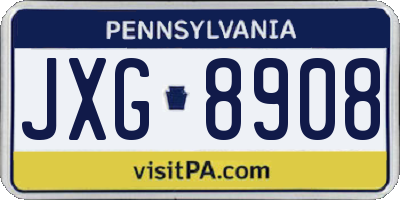 PA license plate JXG8908
