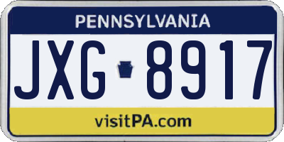 PA license plate JXG8917