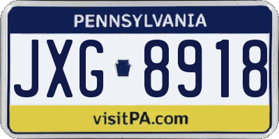 PA license plate JXG8918