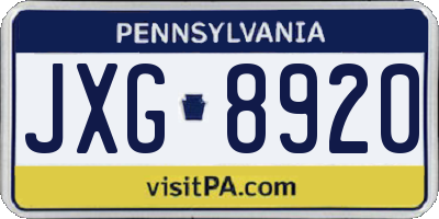 PA license plate JXG8920
