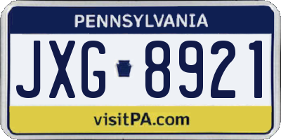 PA license plate JXG8921