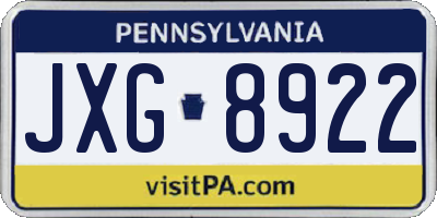 PA license plate JXG8922