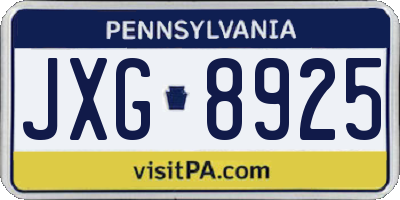 PA license plate JXG8925