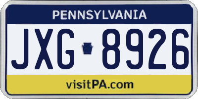 PA license plate JXG8926