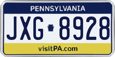 PA license plate JXG8928