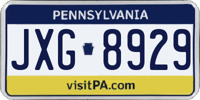 PA license plate JXG8929