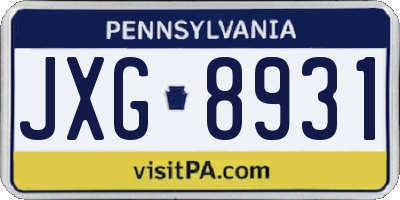 PA license plate JXG8931