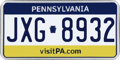 PA license plate JXG8932