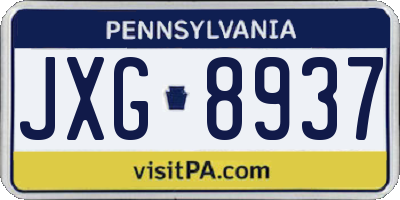PA license plate JXG8937