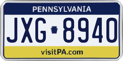 PA license plate JXG8940