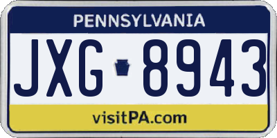 PA license plate JXG8943