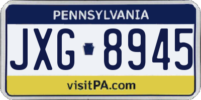 PA license plate JXG8945