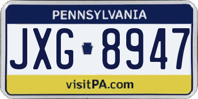 PA license plate JXG8947