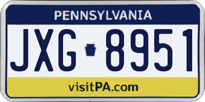 PA license plate JXG8951