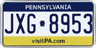 PA license plate JXG8953
